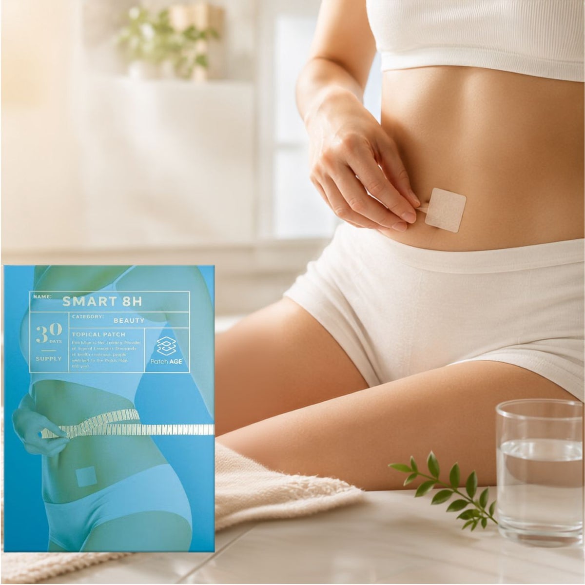 PatchAge BodyCareSmart8H 30Patch 自然光の中で撮影したボディケアパッチの商品イメージ