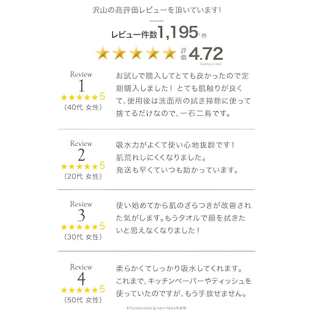 Sokaiteki フェイシャルタオル お客様レビュー評価4.72 高評価口コミ多数