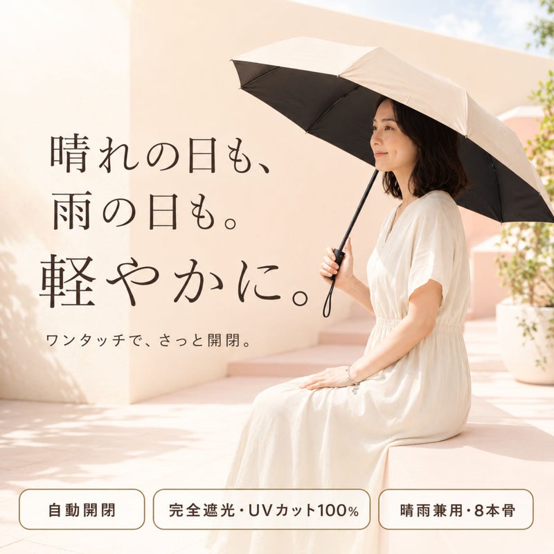 晴雨兼用折りたたみ傘　aura.(アウラ） TAUPE(グレージュ)