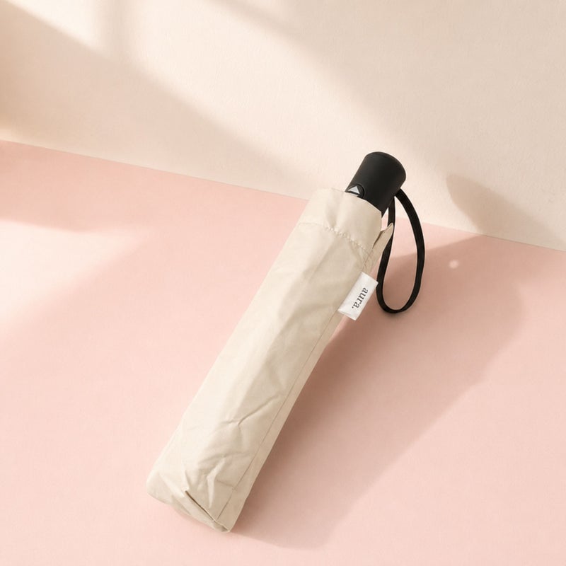 aura. 自動開閉 晴雨兼用折りたたみ傘 グレージュ 収納時の商品イメージ